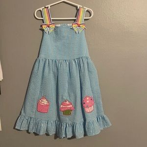 Emily rose blue plaid cupcake rainbow dress